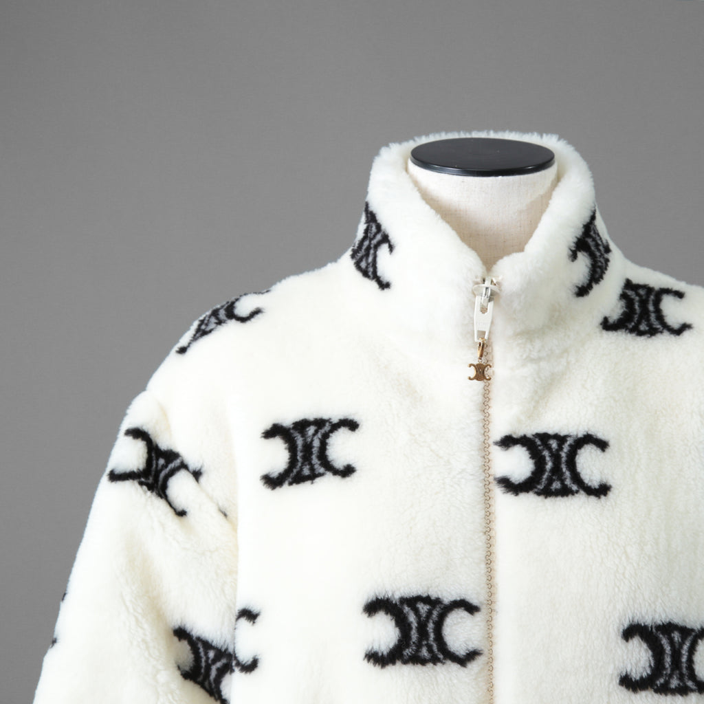 CELINE セリーヌ /  トリオンフ エコファー フリース ジップアップ ジャケット / 2Y983389U / size S (WHITE) ユニセックス