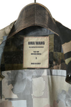 極美品 UMA WANG ユマワン / 2024AW Tab Shirt / UM1503 / 総柄 レギュラーカラー シャツ / size S (ARMY GREEN)