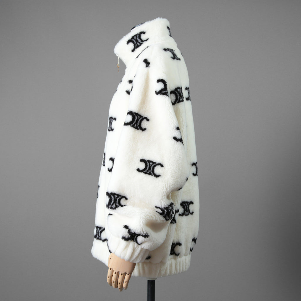 CELINE セリーヌ /  トリオンフ エコファー フリース ジップアップ ジャケット / 2Y983389U / size S (WHITE) ユニセックス