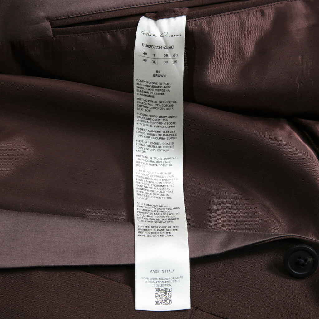 Rick Owens リックオウエンス / 23FW LUXOR / 美品 FOG PCKET SOFT BLEZER / RU02C7724-ZLSC  / size 48 (BROWN)