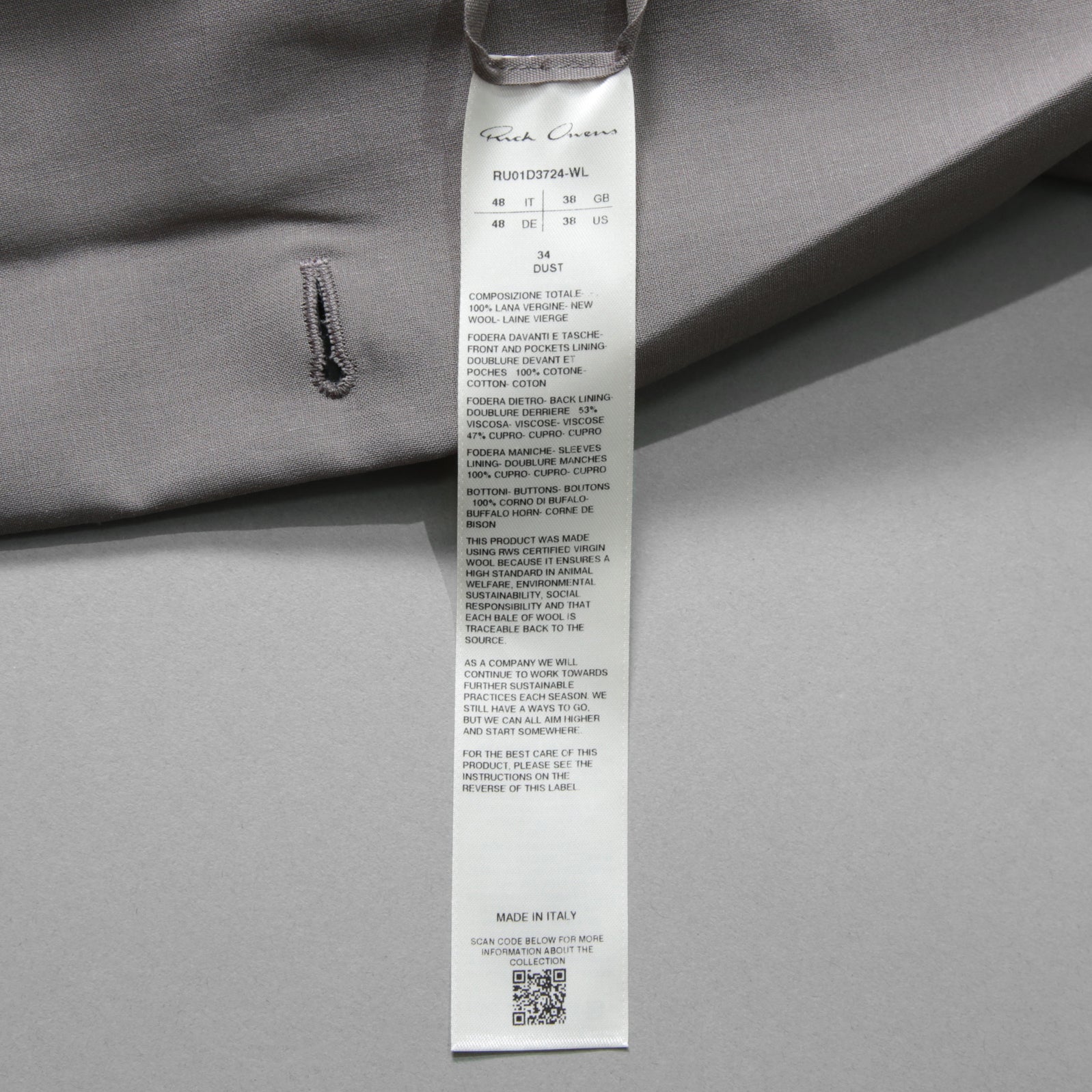 Rick Owens リックオウエンス / 24SS LIDO / 美品 FOG PCKET SOFT BLEZER / RU01D3724-WL / size 48 (DUST)