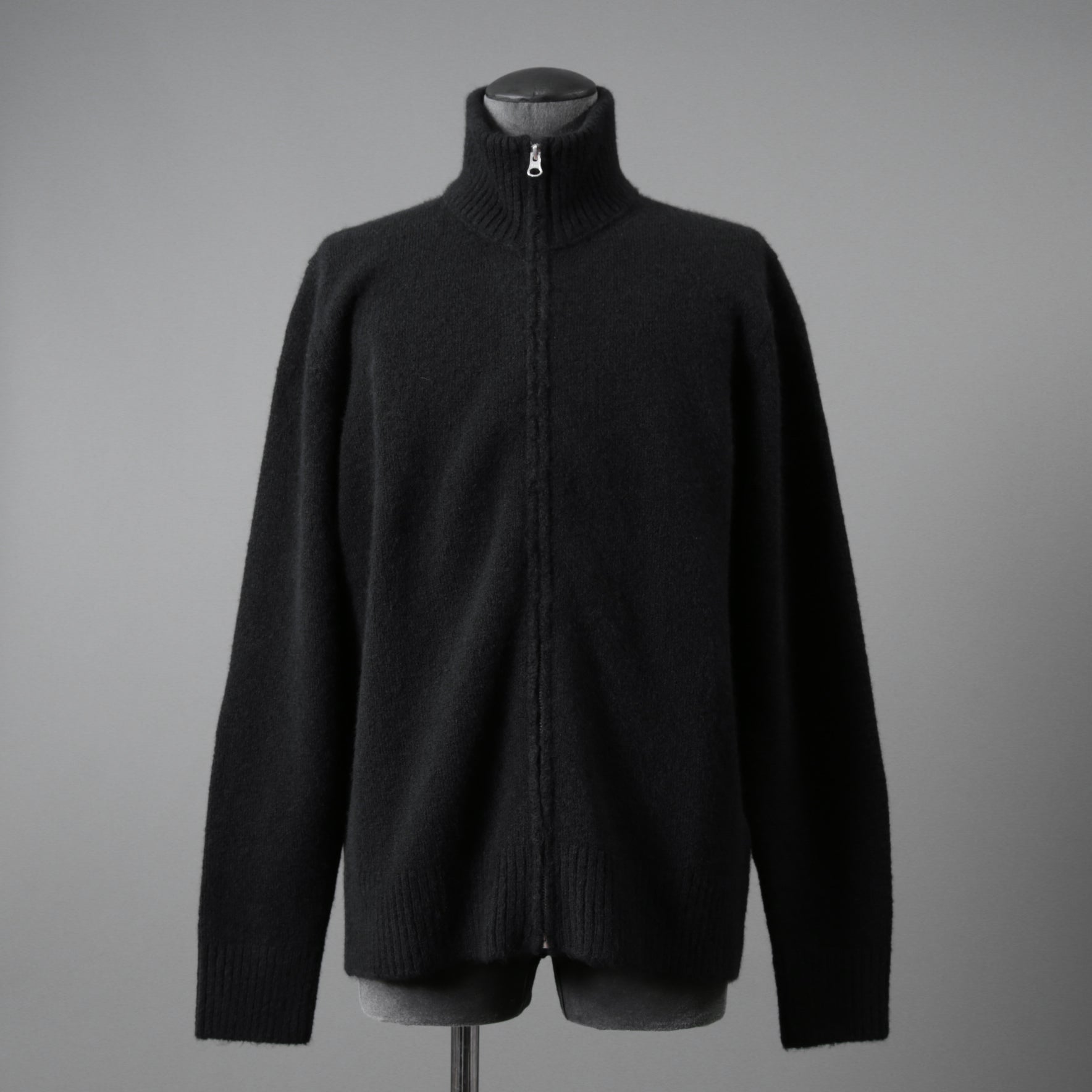 Ten c テンシー / MAGLIERIA MAGLIA APERTA / BRUSHED STRETCH WOOL / ウール ニット ジップアップジャケット / size 50 (BLACK)