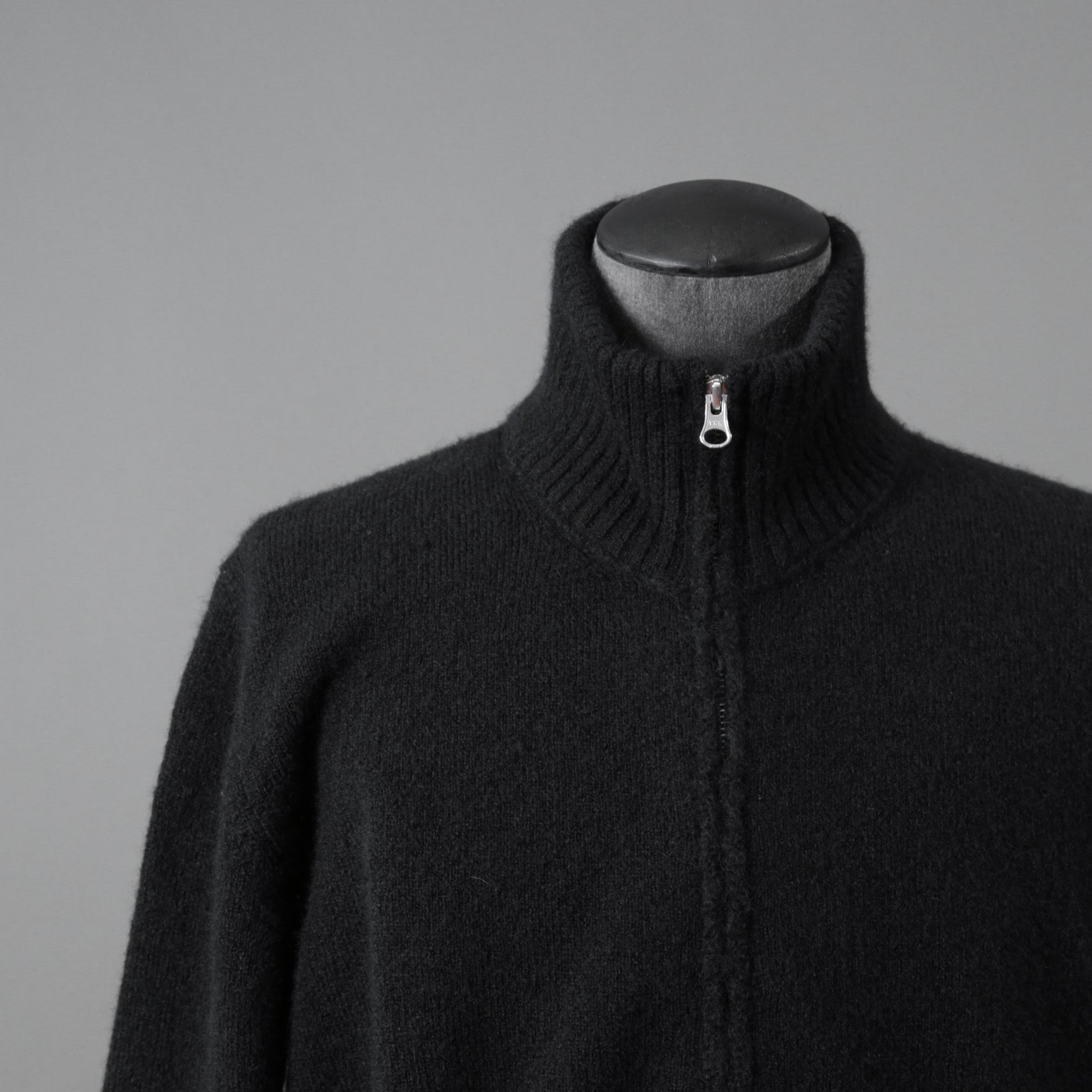 Ten c テンシー / MAGLIERIA MAGLIA APERTA / BRUSHED STRETCH WOOL / ウール ニット ジップアップジャケット / size 50 (BLACK)