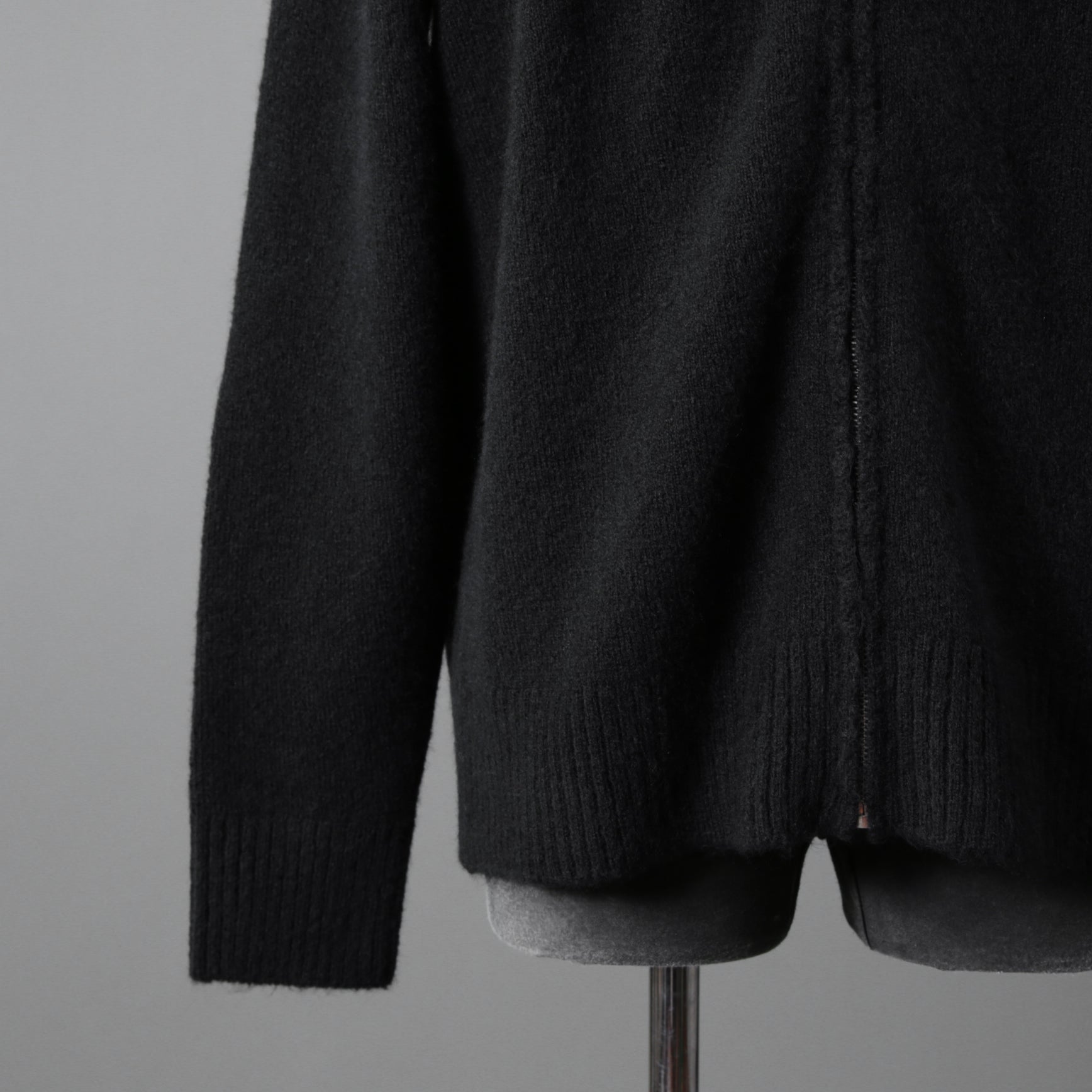 Ten c テンシー / MAGLIERIA MAGLIA APERTA / BRUSHED STRETCH WOOL / ウール ニット ジップアップジャケット / size 50 (BLACK)