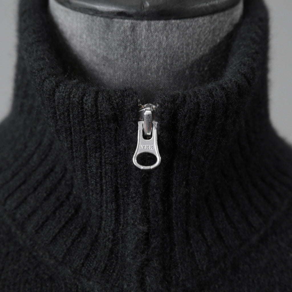 Ten c テンシー / MAGLIERIA MAGLIA APERTA / BRUSHED STRETCH WOOL / ウール ニット ジップアップジャケット / size 50 (BLACK)