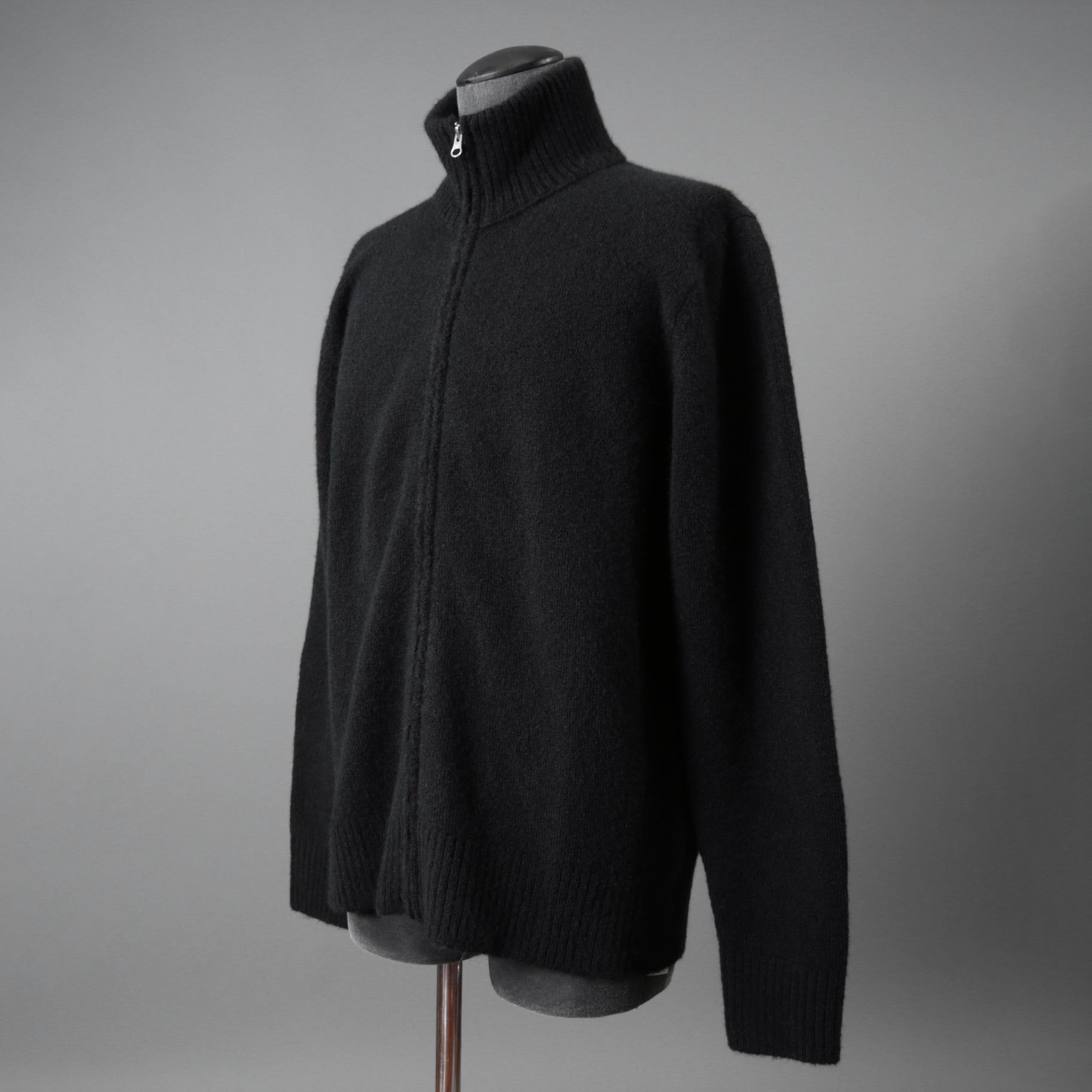 Ten c テンシー / MAGLIERIA MAGLIA APERTA / BRUSHED STRETCH WOOL / ウール ニット ジップアップジャケット / size 50 (BLACK)