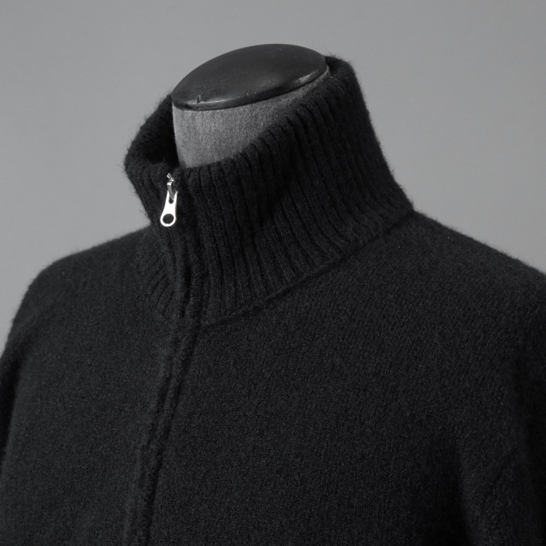 Ten c テンシー / MAGLIERIA MAGLIA APERTA / BRUSHED STRETCH WOOL / ウール ニット ジップアップジャケット / size 50 (BLACK)