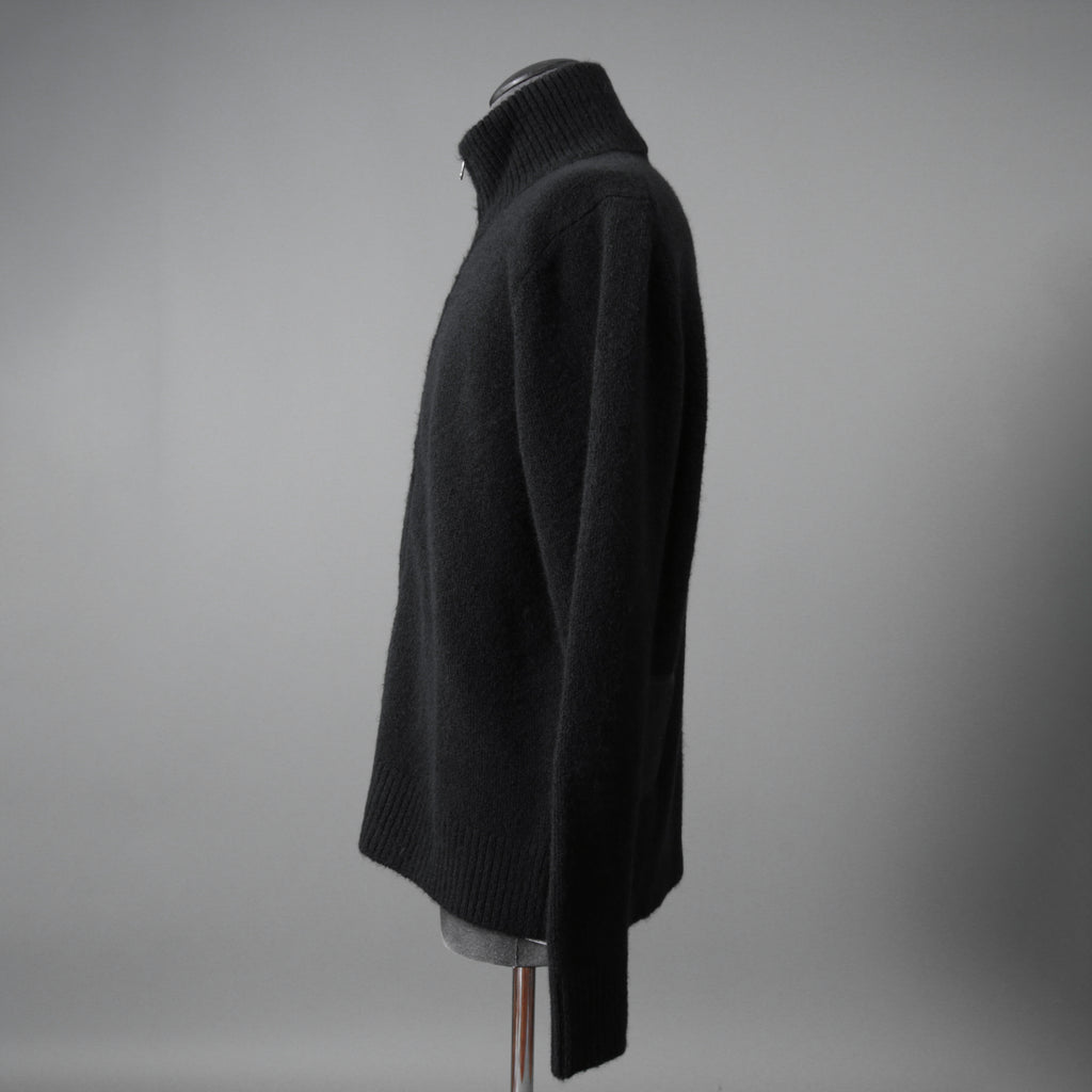 Ten c テンシー / MAGLIERIA MAGLIA APERTA / BRUSHED STRETCH WOOL / ウール ニット ジップアップジャケット / size 50 (BLACK)