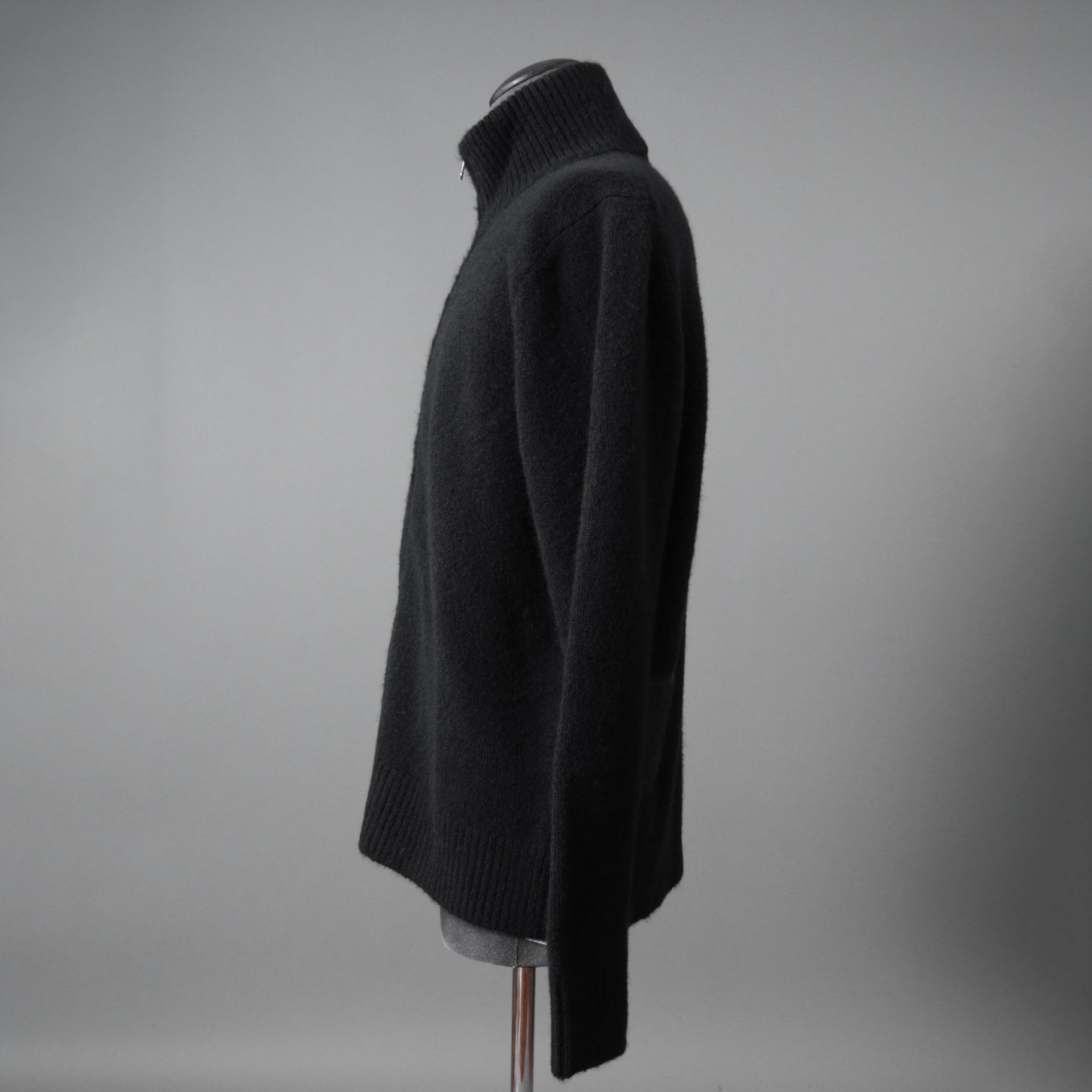Ten c テンシー / MAGLIERIA MAGLIA APERTA / BRUSHED STRETCH WOOL / ウール ニット ジップアップジャケット / size 50 (BLACK)