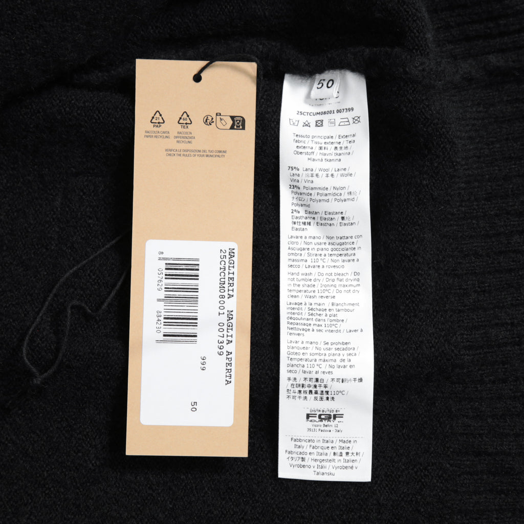 Ten c テンシー / MAGLIERIA MAGLIA APERTA / BRUSHED STRETCH WOOL / ウール ニット ジップアップジャケット / size 50 (BLACK)
