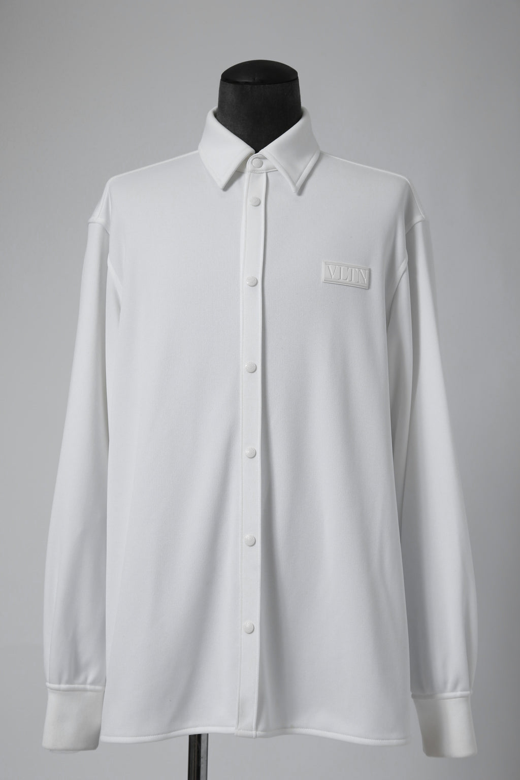 良品 VALENTINO ヴァレンティノ / ラバーロゴ スナップボタン ジャージ 長袖シャツ / ルーズフィット / WV3CIK057G0 / size 44 (WHITE)