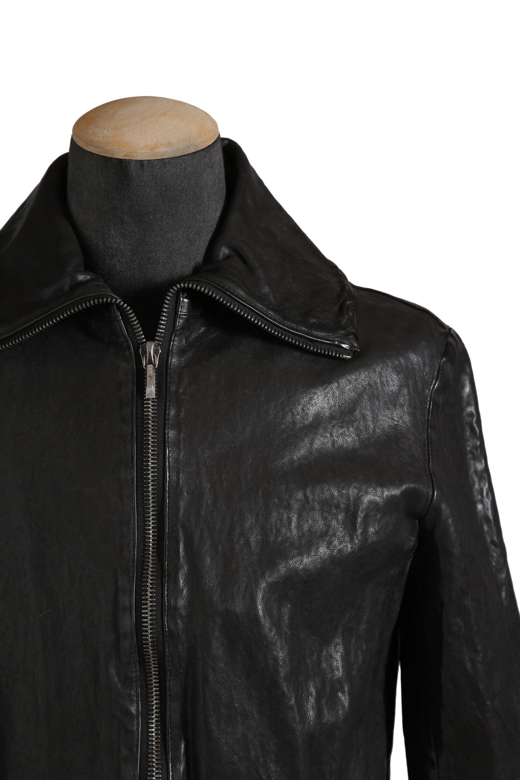 希少 新品 イサムカタヤマ バックラッシュ The LINE / イタリーカーフ 二段染め 襟付きブルゾン T-148 / size M (BLACK)