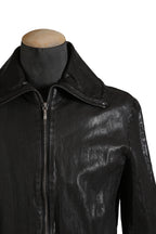 希少 新品 イサムカタヤマ バックラッシュ The LINE / イタリーカーフ 二段染め 襟付きブルゾン T-148 / size M (BLACK)