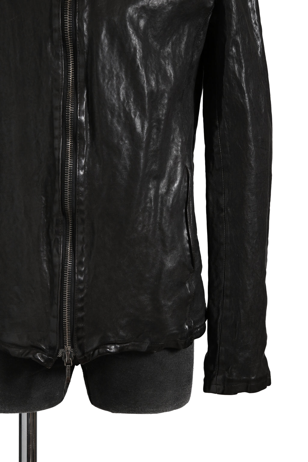 希少 新品 イサムカタヤマ バックラッシュ The LINE / イタリーカーフ 二段染め 襟付きブルゾン T-148 / size M (BLACK)