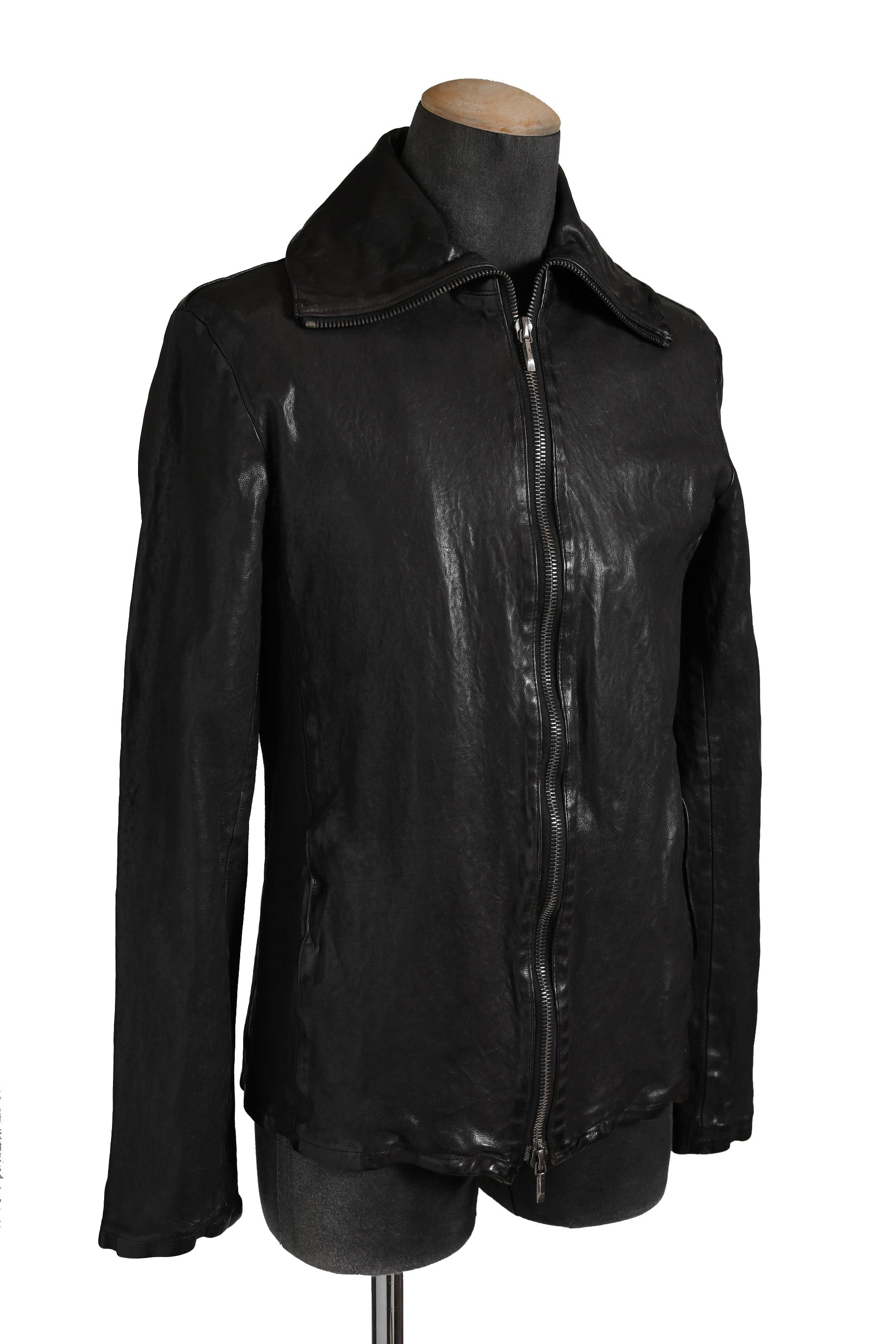 希少 新品 イサムカタヤマ バックラッシュ The LINE / イタリーカーフ 二段染め 襟付きブルゾン T-148 / size M (BLACK)