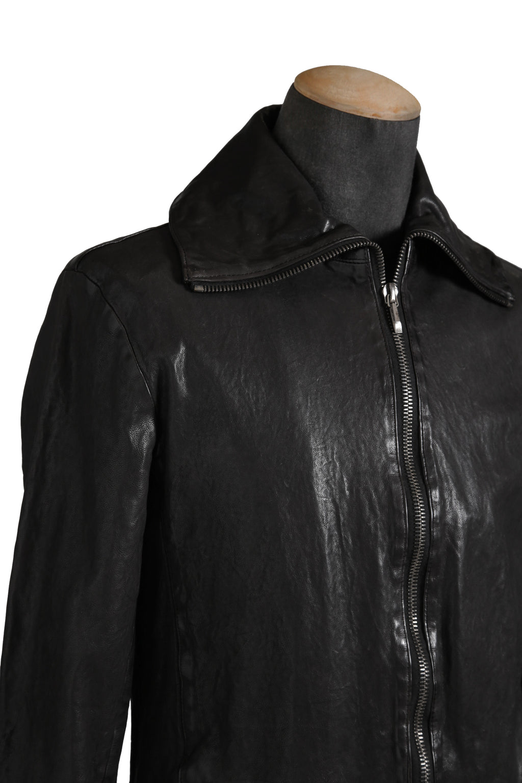 希少 新品 イサムカタヤマ バックラッシュ The LINE / イタリーカーフ 二段染め 襟付きブルゾン T-148 / size M (BLACK)