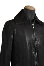 希少 新品 イサムカタヤマ バックラッシュ The LINE / イタリーカーフ 二段染め 襟付きブルゾン T-148 / size M (BLACK)