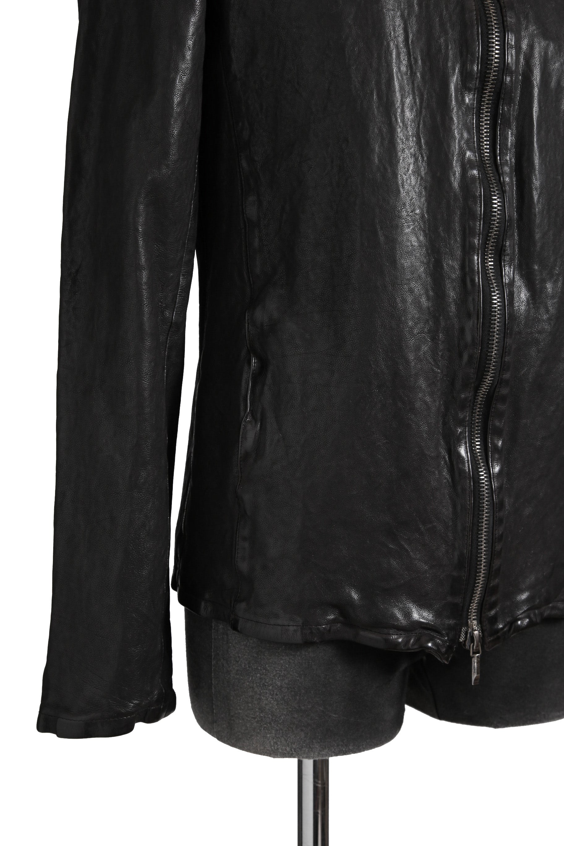 希少 新品 イサムカタヤマ バックラッシュ The LINE / イタリーカーフ 二段染め 襟付きブルゾン T-148 / size M (BLACK)