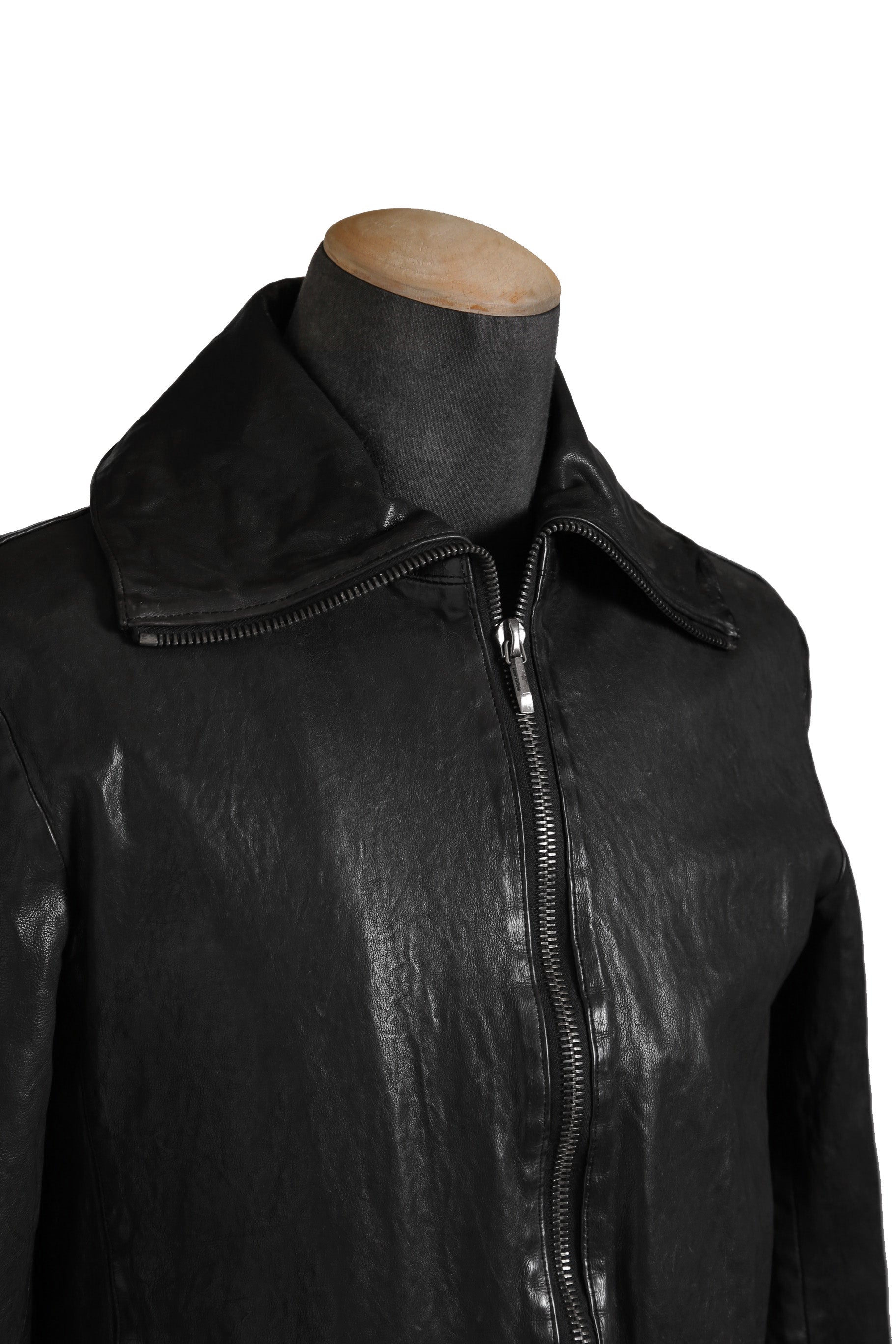 希少 新品 イサムカタヤマ バックラッシュ The LINE / イタリーカーフ 二段染め 襟付きブルゾン T-148 / size M (BLACK)