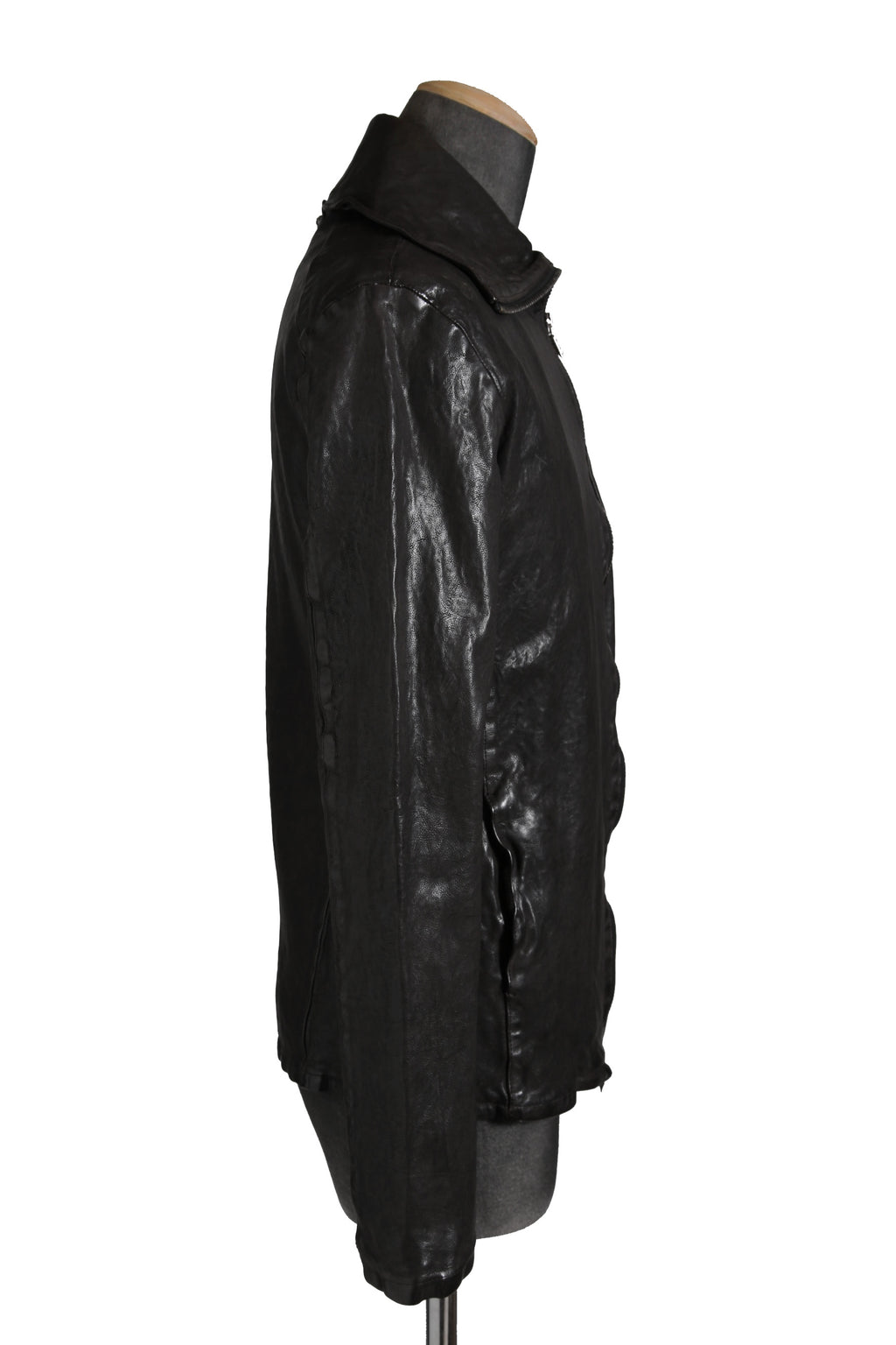 希少 新品 イサムカタヤマ バックラッシュ The LINE / イタリーカーフ 二段染め 襟付きブルゾン T-148 / size M (BLACK)