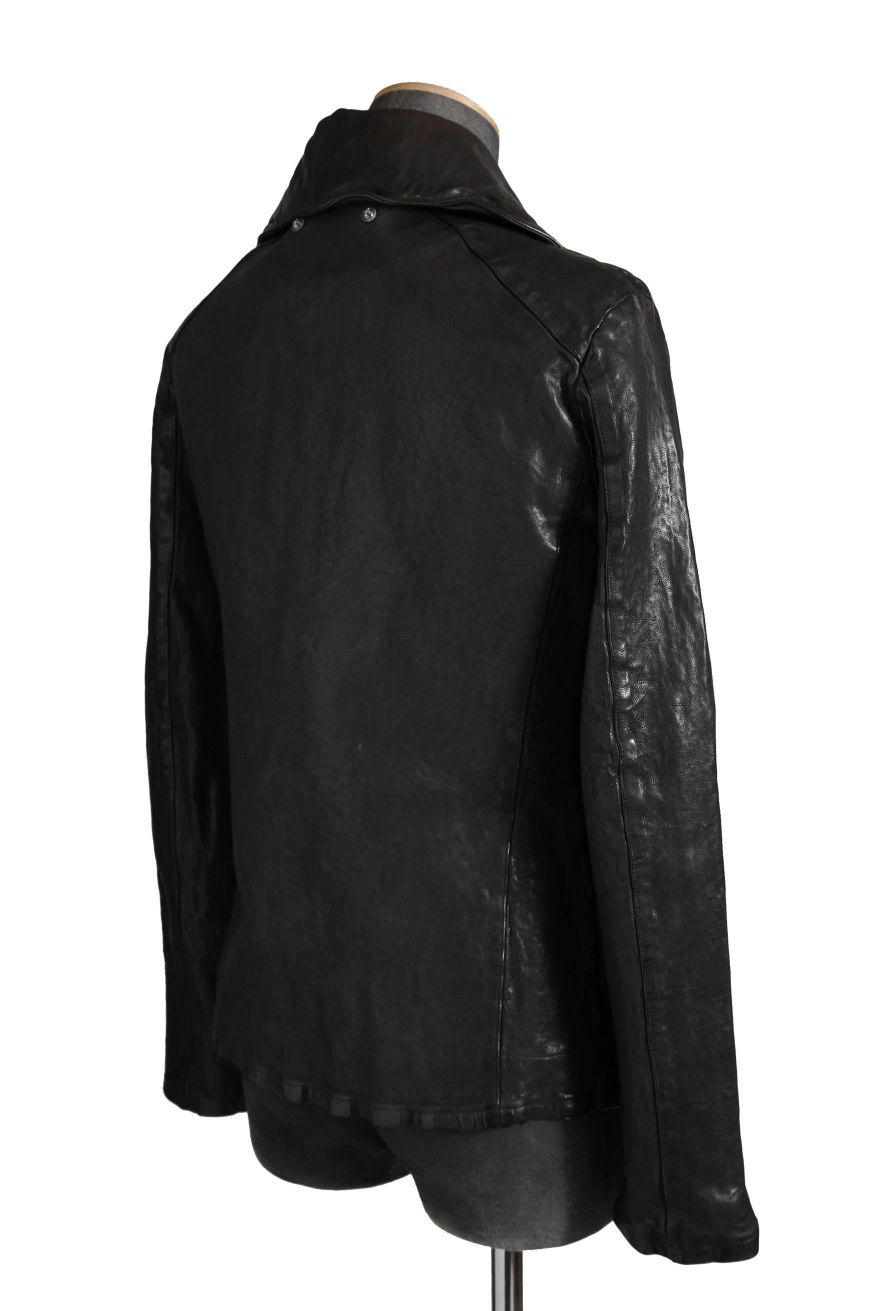 希少 新品 イサムカタヤマ バックラッシュ The LINE / イタリーカーフ 二段染め 襟付きブルゾン T-148 / size M (BLACK)