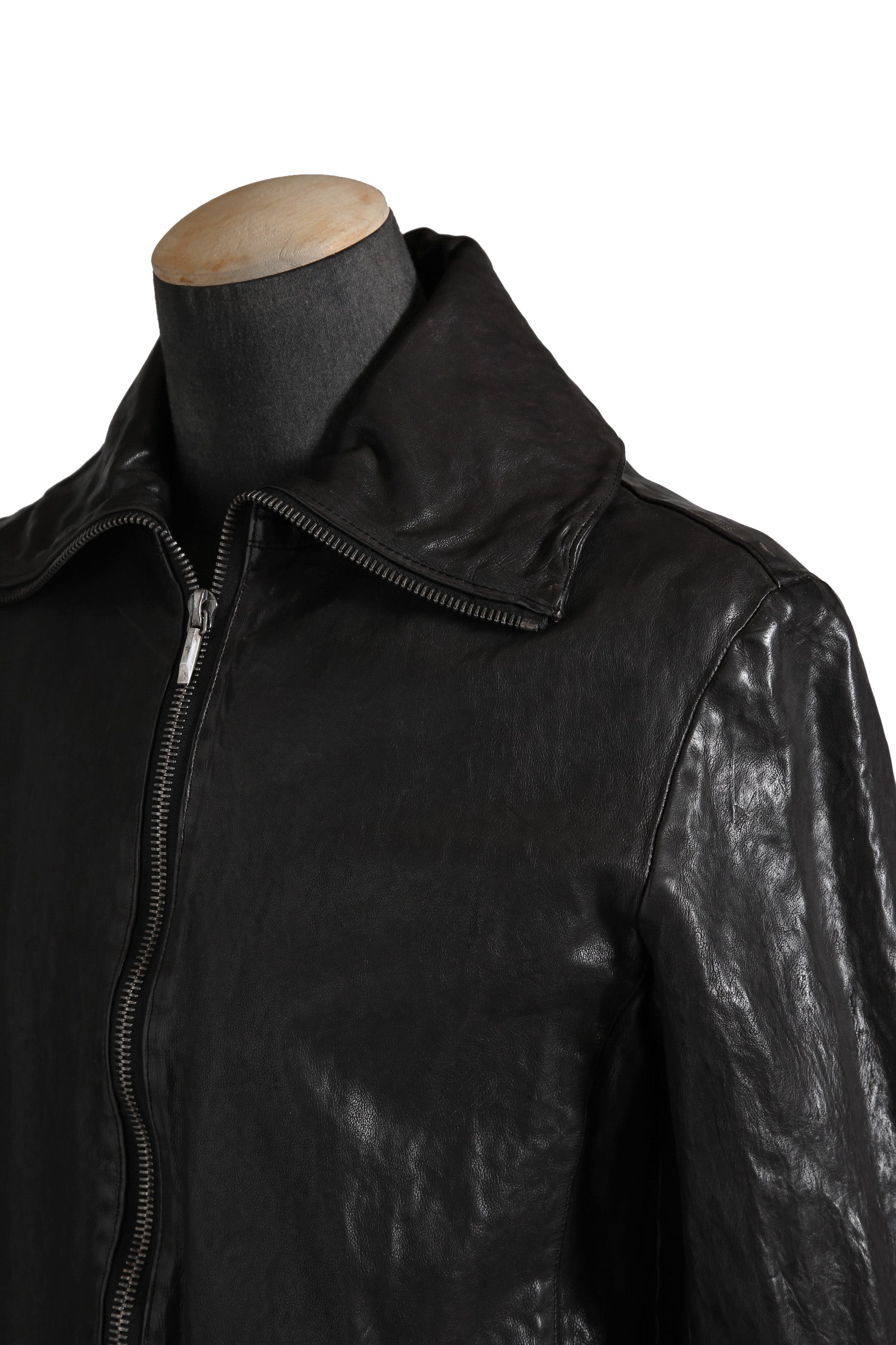 希少 新品 イサムカタヤマ バックラッシュ The LINE / イタリーカーフ 二段染め 襟付きブルゾン T-148 / size M (BLACK)