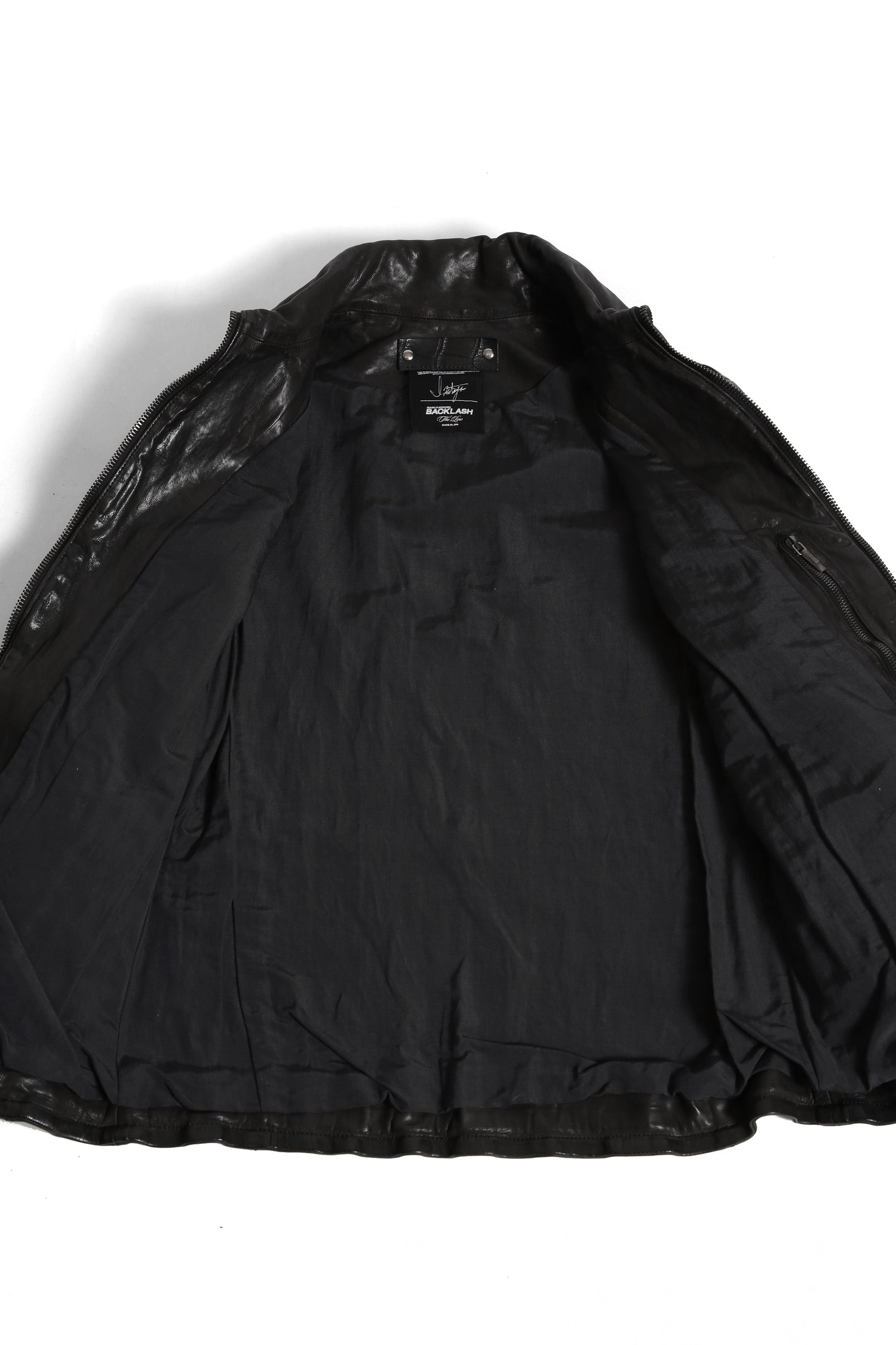 希少 新品 イサムカタヤマ バックラッシュ The LINE / イタリーカーフ 二段染め 襟付きブルゾン T-148 / size M (BLACK)