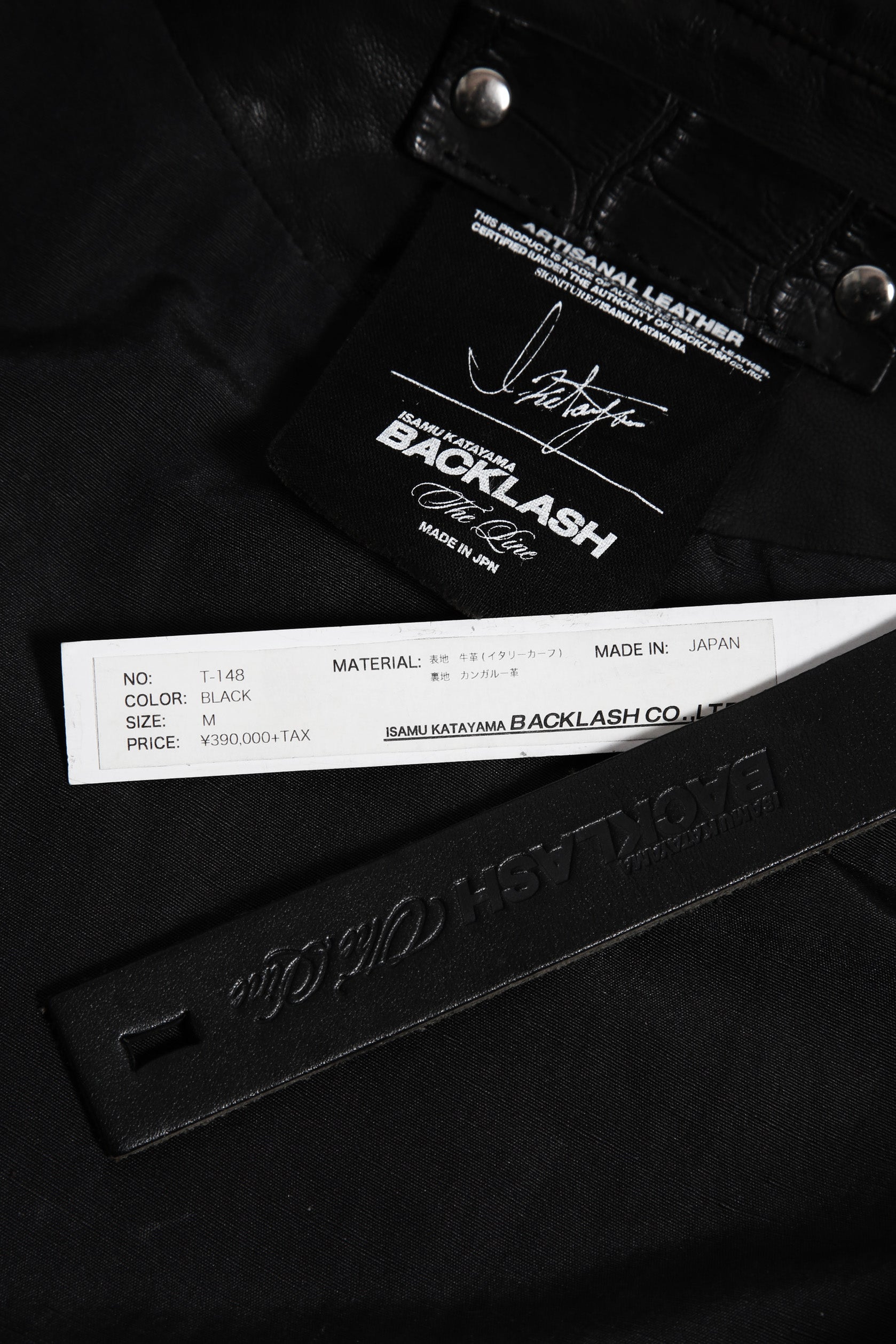 希少 新品 イサムカタヤマ バックラッシュ The LINE / イタリーカーフ 二段染め 襟付きブルゾン T-148 / size M (BLACK)