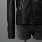 m.a+ エムエークロス / 23SS 美品 Silver Crosses Sleeve Diagonal Zip Biker Jacket / J1/S+/SY1.0 / GUIDI CALF / レザー ジャケット / size 48 (BLACK) maurizio amadei
