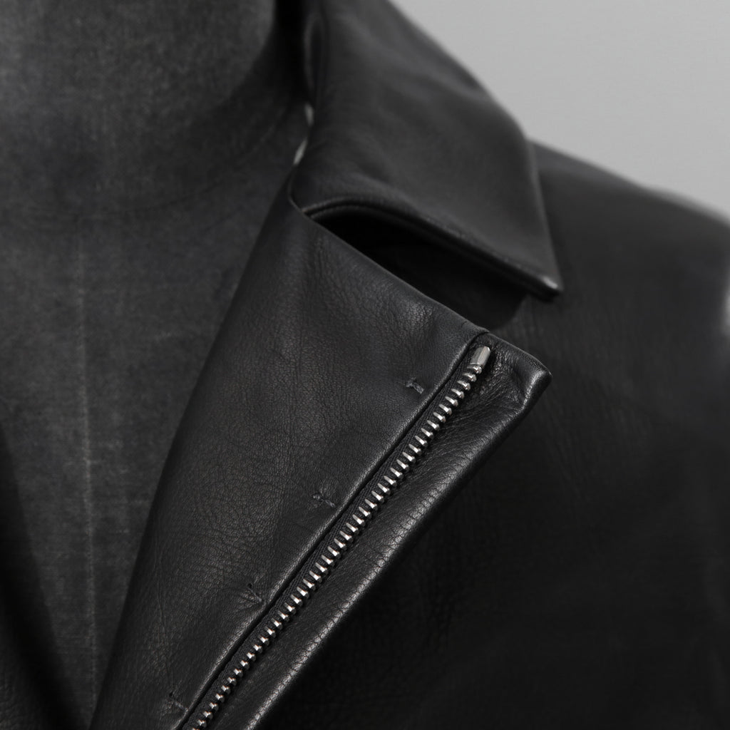 m.a+ エムエークロス / 23SS 美品 Silver Crosses Sleeve Diagonal Zip Biker Jacket / J1/S+/SY1.0 / GUIDI CALF / レザー ジャケット / size 48 (BLACK) maurizio amadei