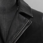 m.a+ エムエークロス / 23SS 美品 Silver Crosses Sleeve Diagonal Zip Biker Jacket / J1/S+/SY1.0 / GUIDI CALF / レザー ジャケット / size 48 (BLACK) maurizio amadei