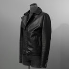 m.a+ エムエークロス / 23SS 美品 Silver Crosses Sleeve Diagonal Zip Biker Jacket / J1/S+/SY1.0 / GUIDI CALF / レザー ジャケット / size 48 (BLACK) maurizio amadei