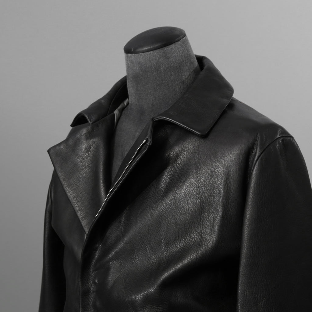 m.a+ エムエークロス / 23SS 美品 Silver Crosses Sleeve Diagonal Zip Biker Jacket / J1/S+/SY1.0 / GUIDI CALF / レザー ジャケット / size 48 (BLACK) maurizio amadei