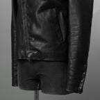 m.a+ エムエークロス / 23SS 美品 Silver Crosses Sleeve Diagonal Zip Biker Jacket / J1/S+/SY1.0 / GUIDI CALF / レザー ジャケット / size 48 (BLACK) maurizio amadei