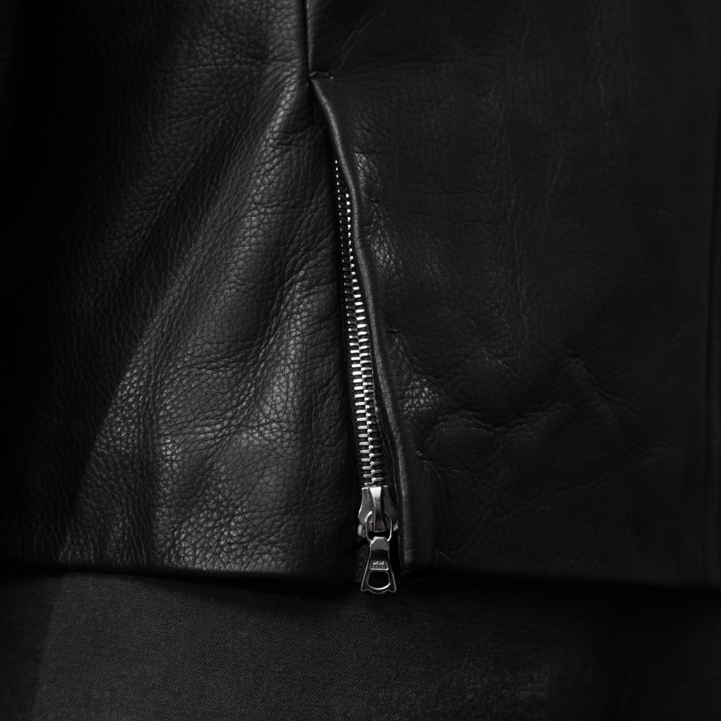 m.a+ エムエークロス / 23SS 美品 Silver Crosses Sleeve Diagonal Zip Biker Jacket / J1/S+/SY1.0 / GUIDI CALF / レザー ジャケット / size 48 (BLACK) maurizio amadei