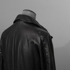 m.a+ エムエークロス / 23SS 美品 Silver Crosses Sleeve Diagonal Zip Biker Jacket / J1/S+/SY1.0 / GUIDI CALF / レザー ジャケット / size 48 (BLACK) maurizio amadei