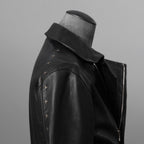 m.a+ エムエークロス / 23SS 美品 Silver Crosses Sleeve Diagonal Zip Biker Jacket / J1/S+/SY1.0 / GUIDI CALF / レザー ジャケット / size 48 (BLACK) maurizio amadei