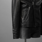 m.a+ エムエークロス / 23SS 美品 Silver Crosses Sleeve Diagonal Zip Biker Jacket / J1/S+/SY1.0 / GUIDI CALF / レザー ジャケット / size 48 (BLACK) maurizio amadei