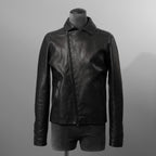 m.a+ エムエークロス / 23SS 美品 Silver Crosses Sleeve Diagonal Zip Biker Jacket / J1/S+/SY1.0 / GUIDI CALF / レザー ジャケット / size 48 (BLACK) maurizio amadei