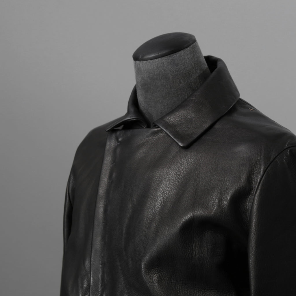 m.a+ エムエークロス / 23SS 美品 Silver Crosses Sleeve Diagonal Zip Biker Jacket / J1/S+/SY1.0 / GUIDI CALF / レザー ジャケット / size 48 (BLACK) maurizio amadei