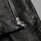 m.a+ エムエークロス / 23SS 美品 Silver Crosses Sleeve Diagonal Zip Biker Jacket / J1/S+/SY1.0 / GUIDI CALF / レザー ジャケット / size 48 (BLACK) maurizio amadei