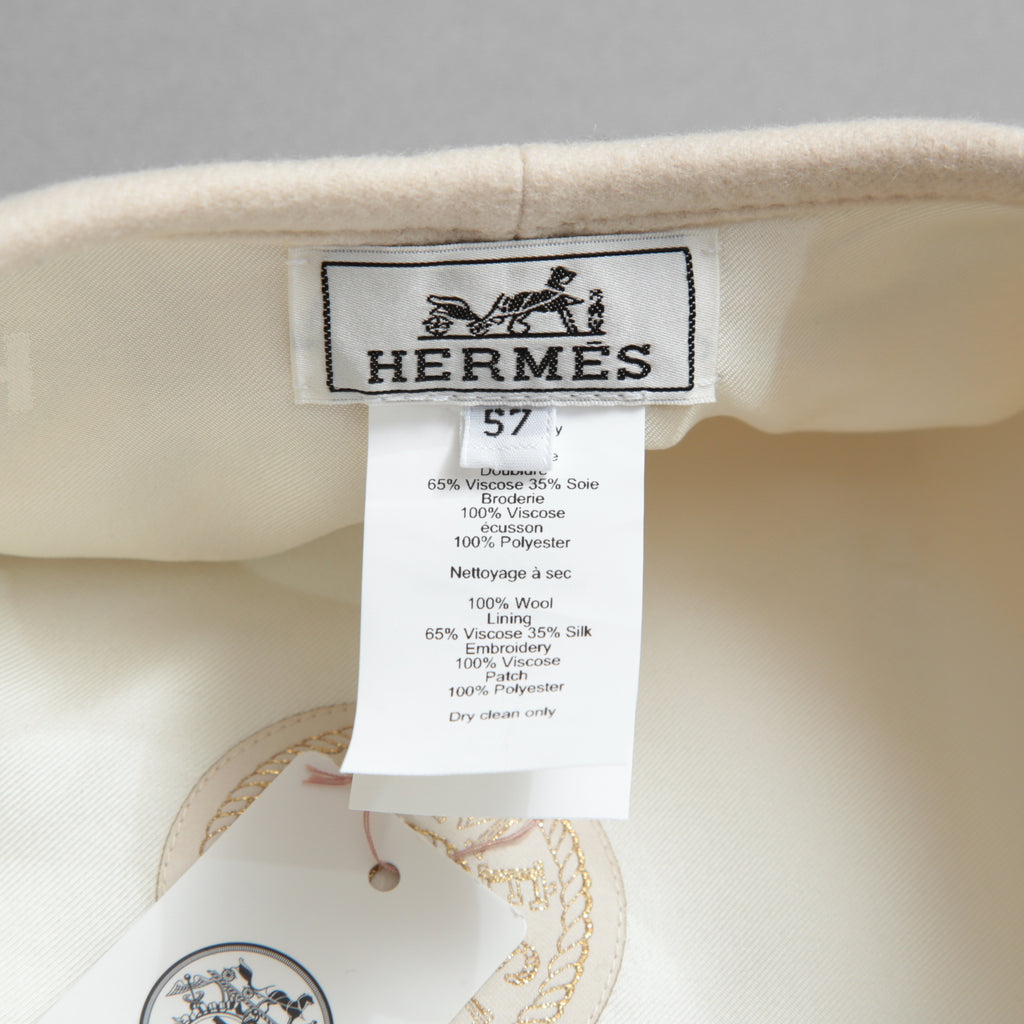 新品 HERMES エルメス / 2023年商品 サントノーレ アン フィネス / ベレー帽 / size 57 (アイボリー)