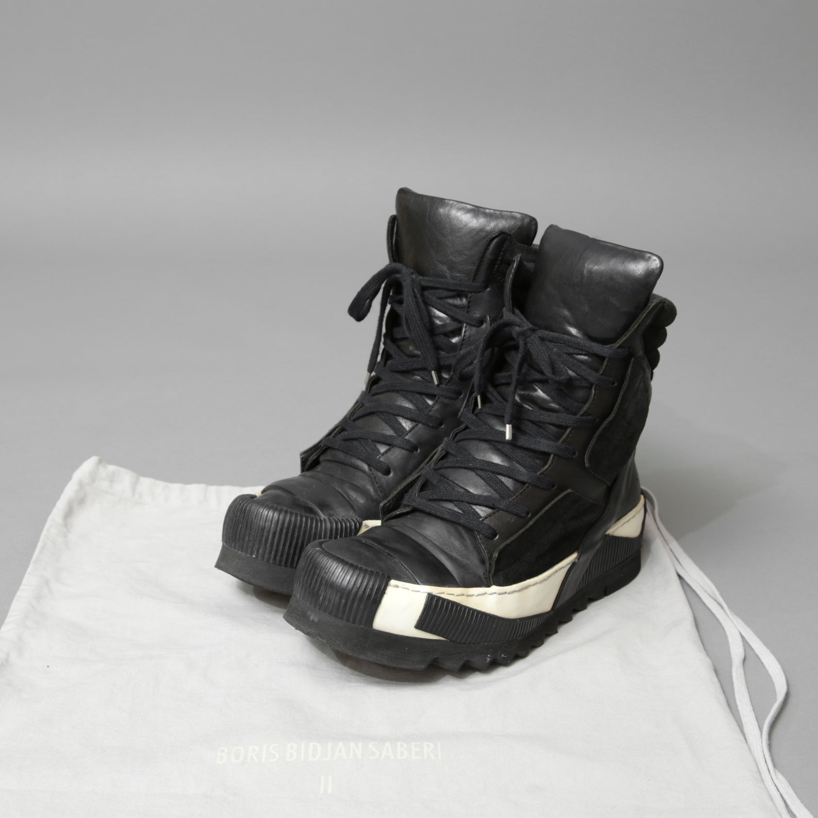 BORIS BIDJAN SABERI ボリス ビジャン サベリ / 16SS BAMBA 4 / HIGH / OBJECT DYED LAMB LEATHER / ラムレザー スニーカー / size 41 (26cm) BLACK