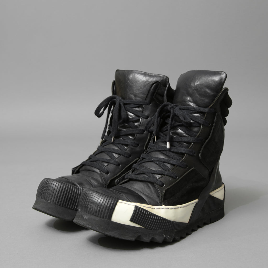 BORIS BIDJAN SABERI ボリス ビジャン サベリ / 16SS BAMBA 4 / HIGH / OBJECT DYED LAMB LEATHER / ラムレザー スニーカー / size 41 (26cm) BLACK