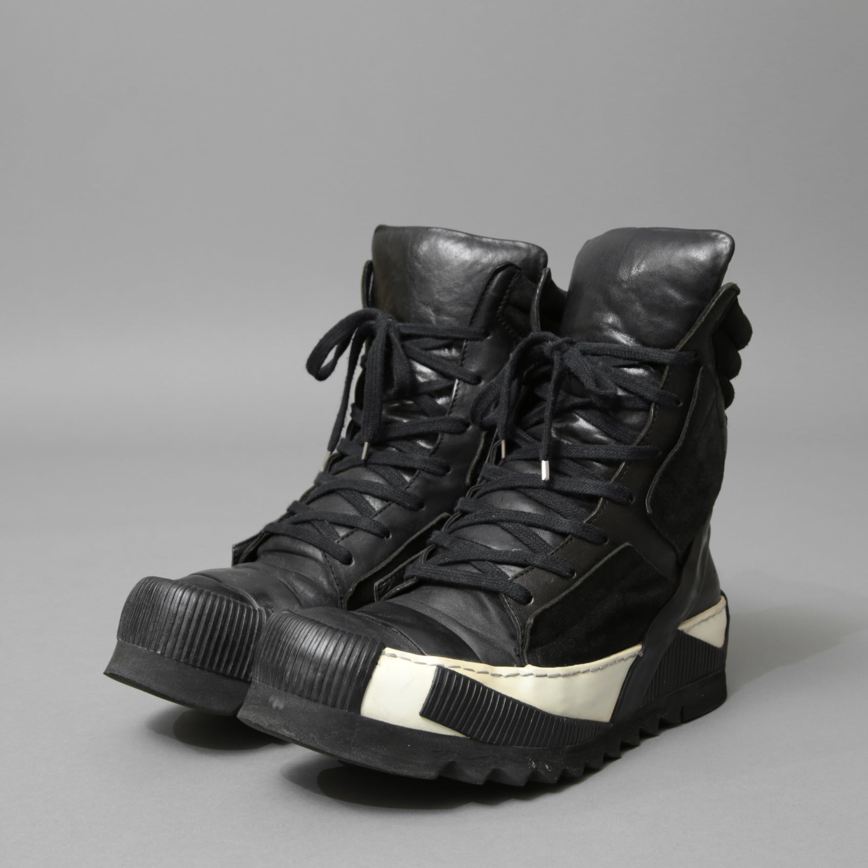 BORIS BIDJAN SABERI ボリス ビジャン サベリ / 16SS BAMBA 4 / HIGH / OBJECT DYED LAMB LEATHER / ラムレザー スニーカー / size 41 (26cm) BLACK