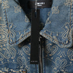 美品 AMIRI アミリ / Bandana Embroidery Denim Blouson / size M (INDIGO) バンダナ 総柄 刺繍 デニムジャケット