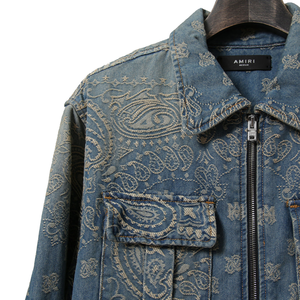 美品 AMIRI アミリ / Bandana Embroidery Denim Blouson / size M (INDIGO) バンダナ 総柄 刺繍 デニムジャケット