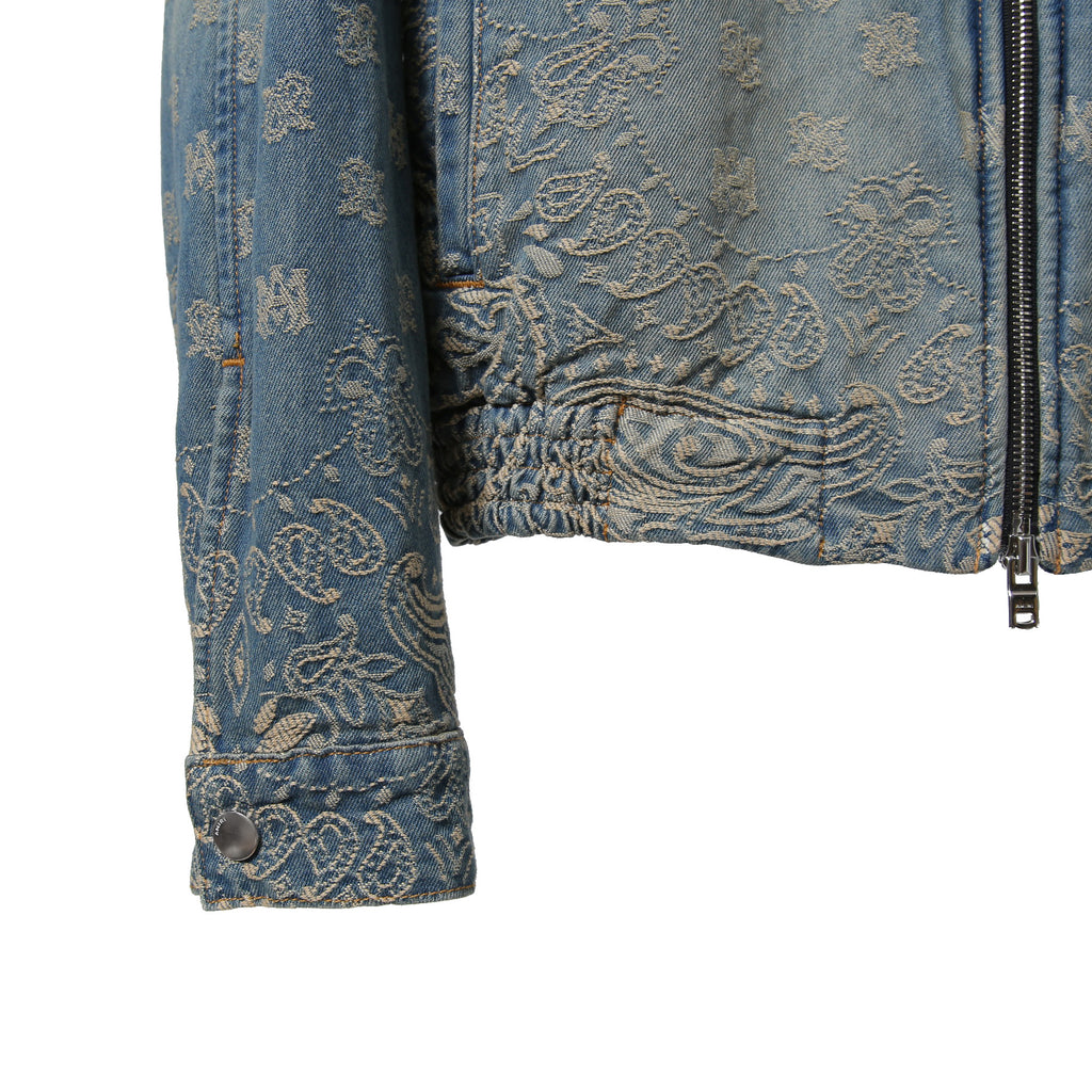 美品 AMIRI アミリ / Bandana Embroidery Denim Blouson / size M (INDIGO) バンダナ 総柄 刺繍 デニムジャケット