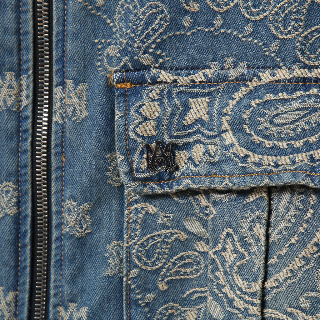 美品 AMIRI アミリ / Bandana Embroidery Denim Blouson / size M (INDIGO) バンダナ 総柄 刺繍 デニムジャケット