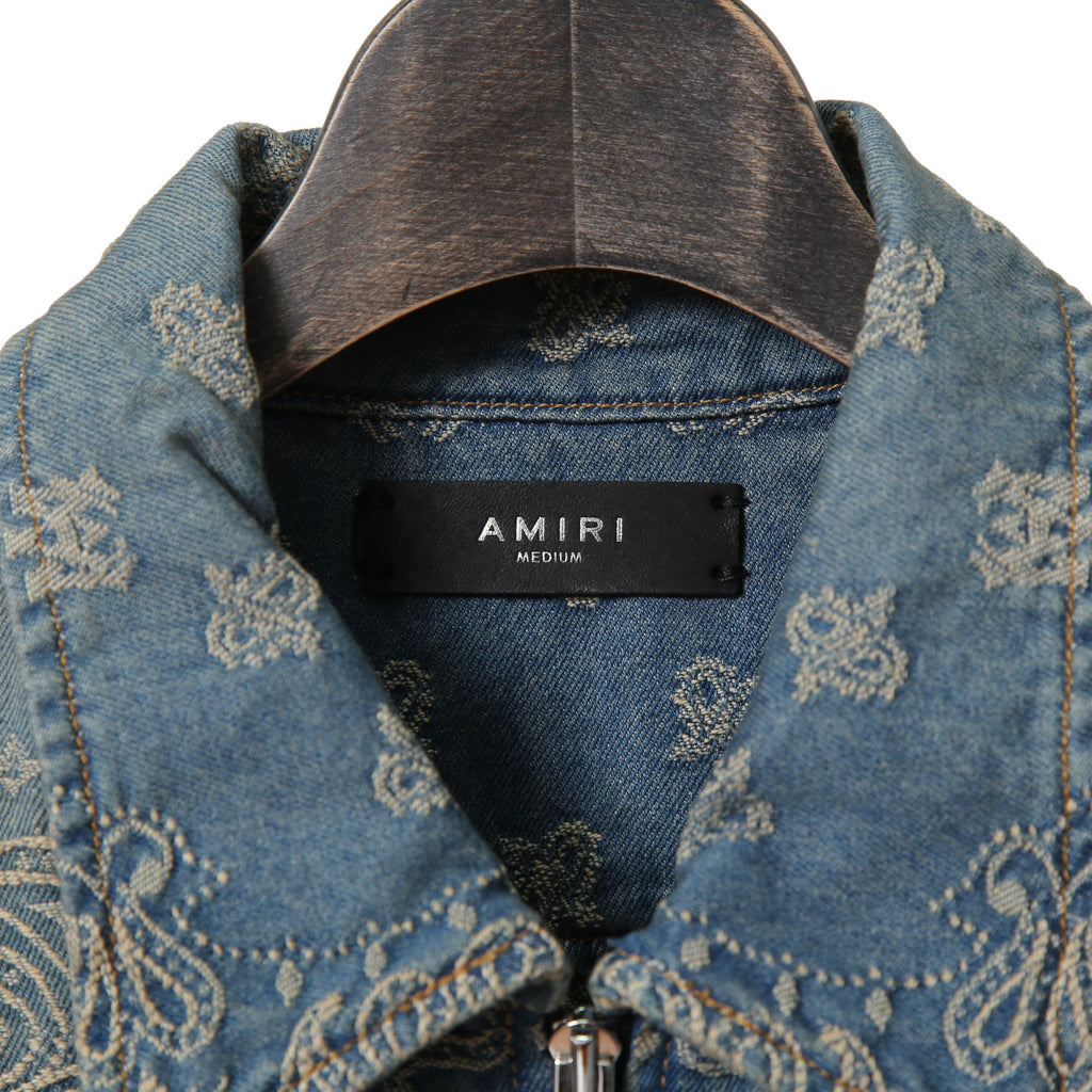 美品 AMIRI アミリ / Bandana Embroidery Denim Blouson / size M (INDIGO) バンダナ 総柄 刺繍 デニムジャケット